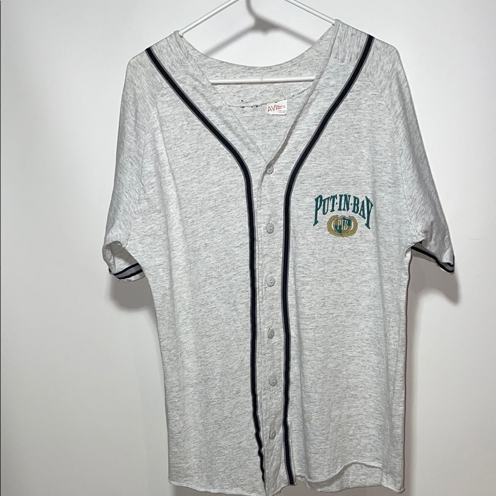 Put in bay Gray Button-Up Baseball Jersey